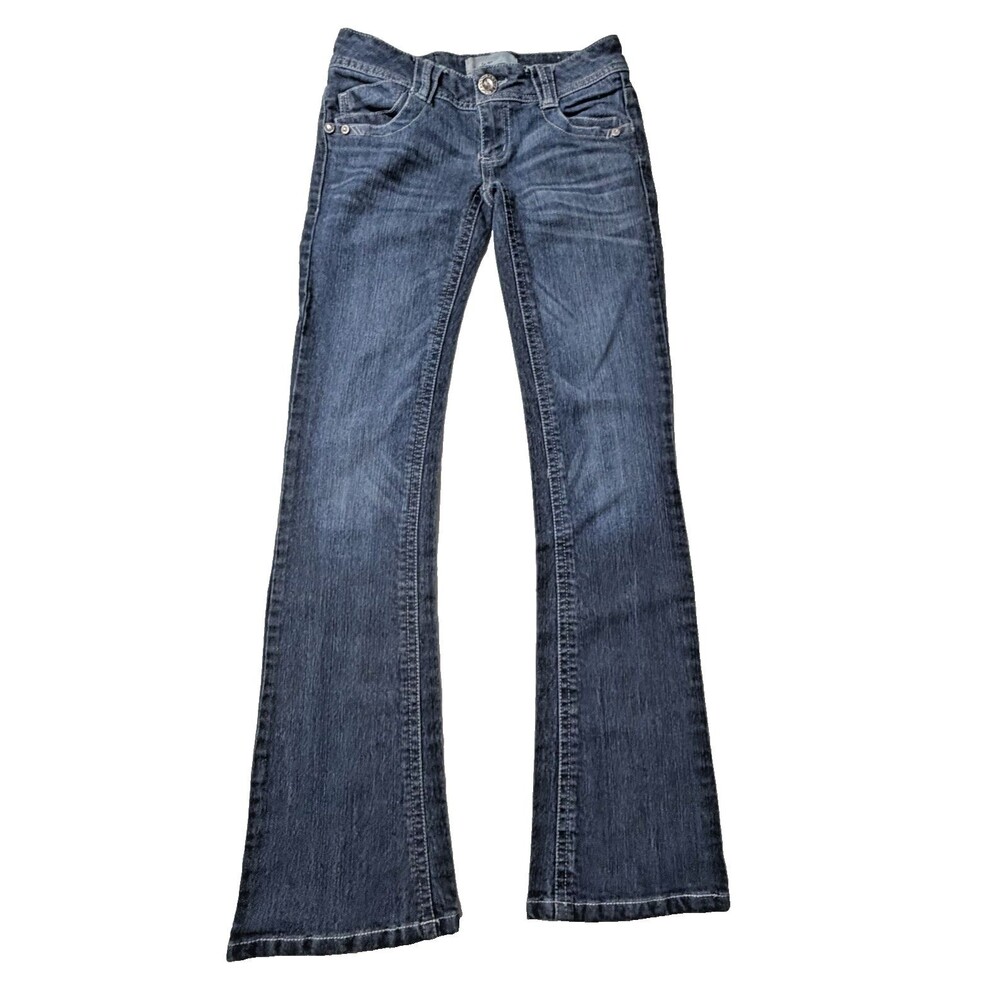 Jolt Jeans Juniors Size 1 Stretch Boot Cut Embellished Back Pockets wFlaps